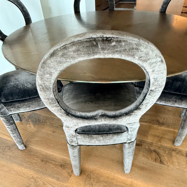 Textile Set of 6 Romo Velvet Dining Chairs For Sale - Image 7 of 14