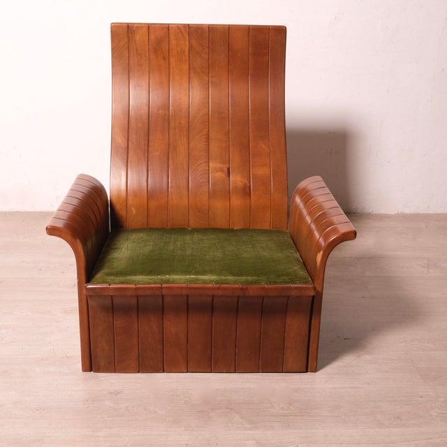 Handcrafted Armchairs in Velvet and Curved Wood, 1980s, Set of 2 For Sale - Image 15 of 18