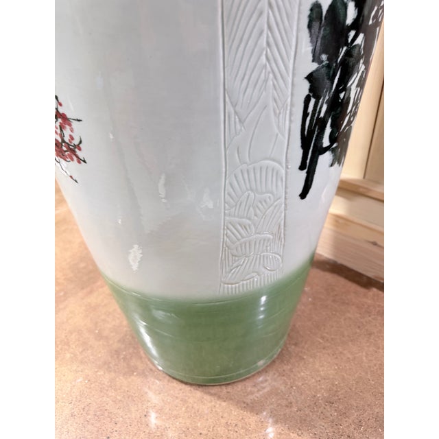 Pair of Vintage Chinese Celadon Porcelain Floor Vases For Sale - Image 11 of 11