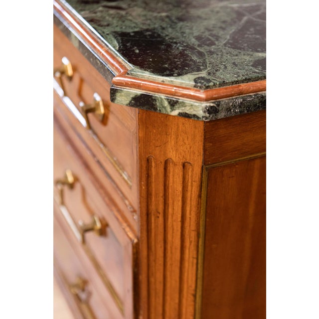 Italian Piemontese 1890s Three-Drawer Walnut Commode with Dark Green Marble Top For Sale - Image 16 of 18