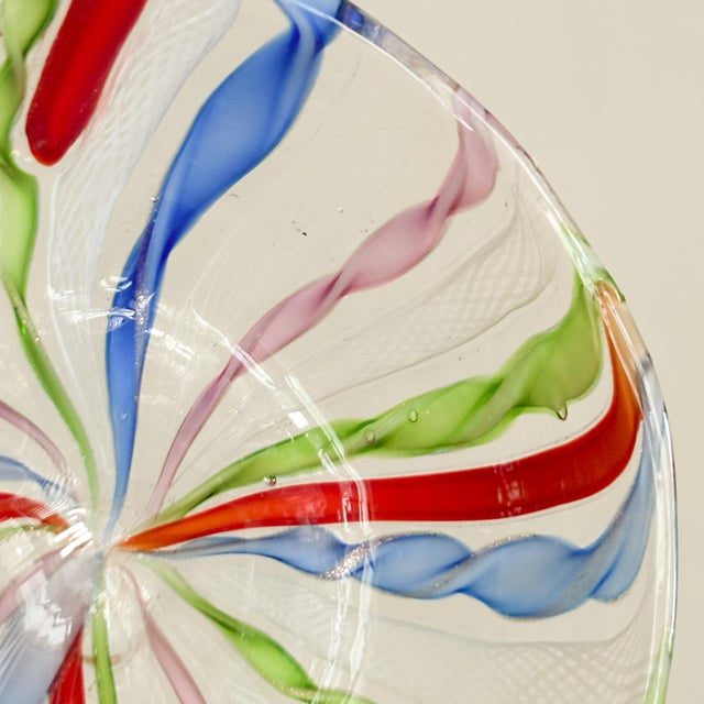 Murano Zanfirico Latticino Rainbow Glass Trinket Dish, 1960's Italian Handblown Art Glass For Sale - Image 10 of 14