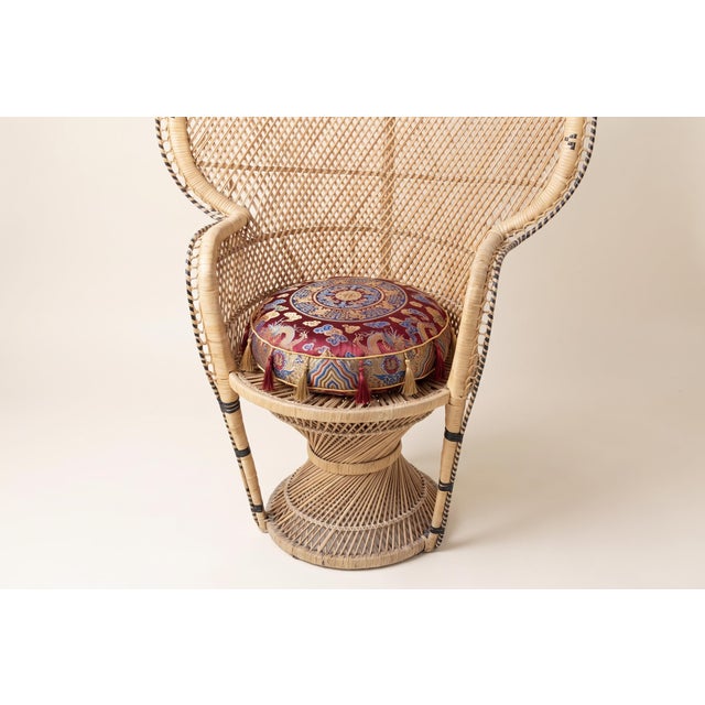 Beige Large Handwoven Rattan Peacock Emmanuelle Throne Chair, Philippines, 1950s For Sale - Image 8 of 18