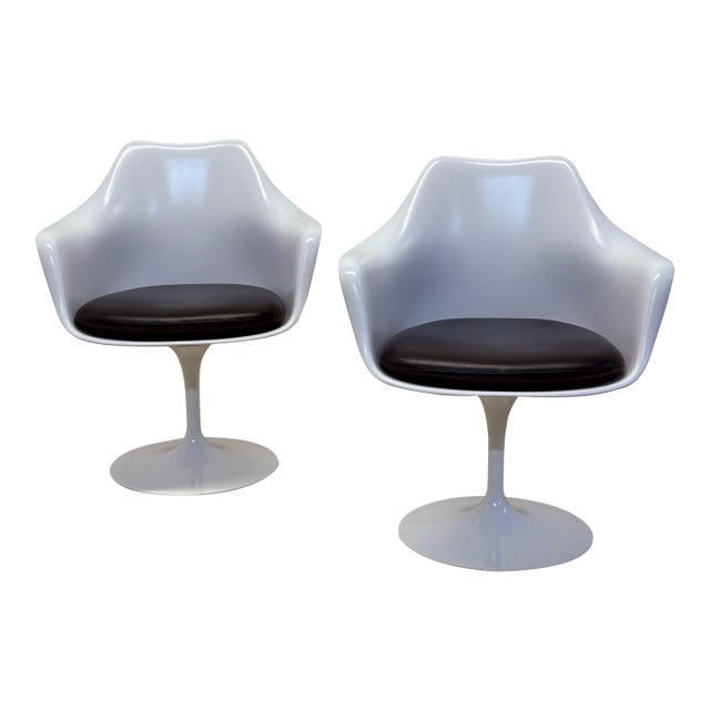 Eero Saarinen Tulip Pedestal Arm Chairs for Knoll - A Pair For Sale