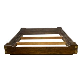 Vintage Henredon Scene One Campaign Style Queen Size Platform Bed For Sale