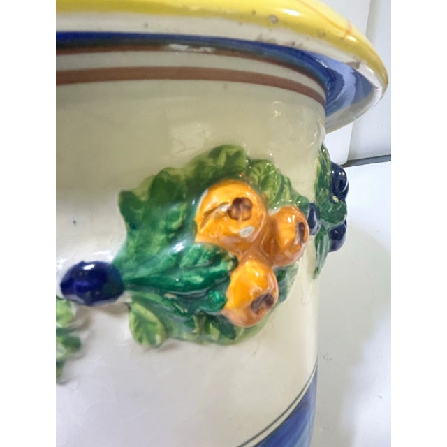1970s Italian Majolica Fruit Garland Cachepot Planter For Sale - Image 12 of 12