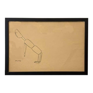 "Bending Woodman Toy" Ink on Paper, Drawing by Jerry O'Day For Sale
