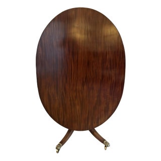 Antique English Regency Figured Mahogany Dining Table with Oval Tilt Top, 1830s For Sale