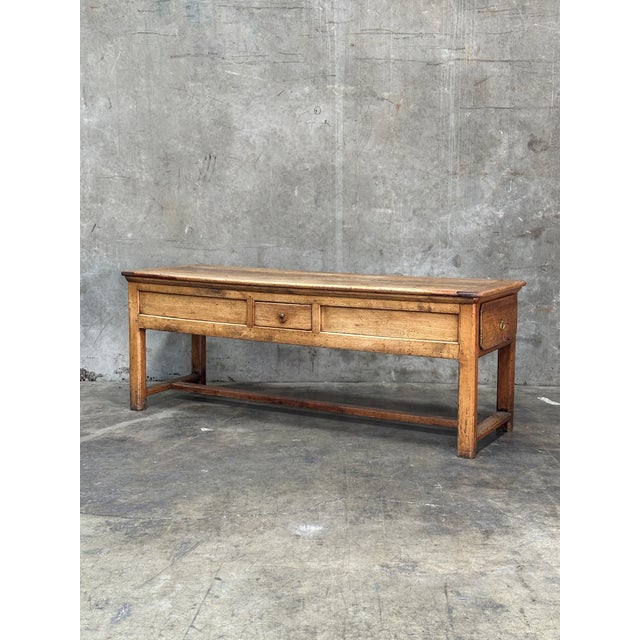 19th C French Draper’s Table Farmhouse Harvest Work Table 83” For Sale - Image 18 of 18