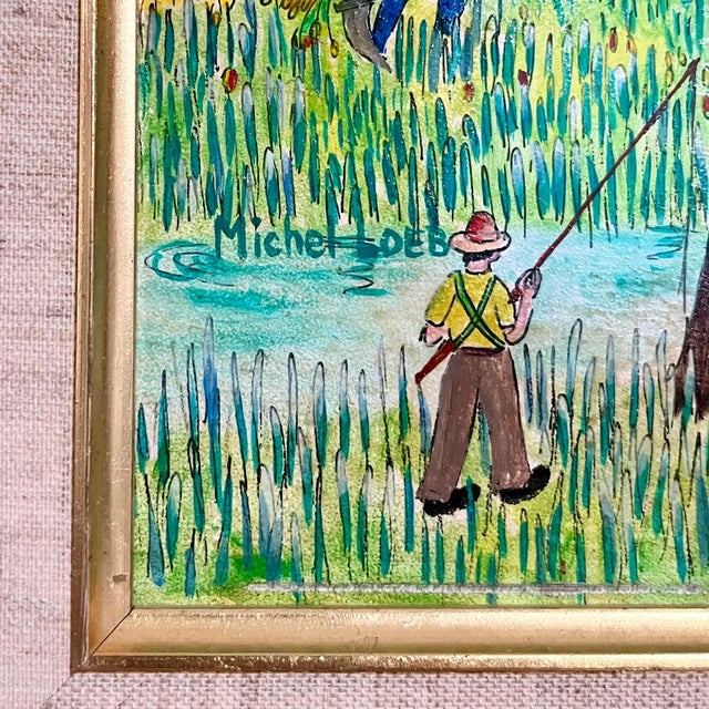 Michel Loeb, French Naive, Fauvist Oil on Panel Painting "Le Petit Clocher" Michel Loeb, c. 20th century For Sale - Image 9 of 14