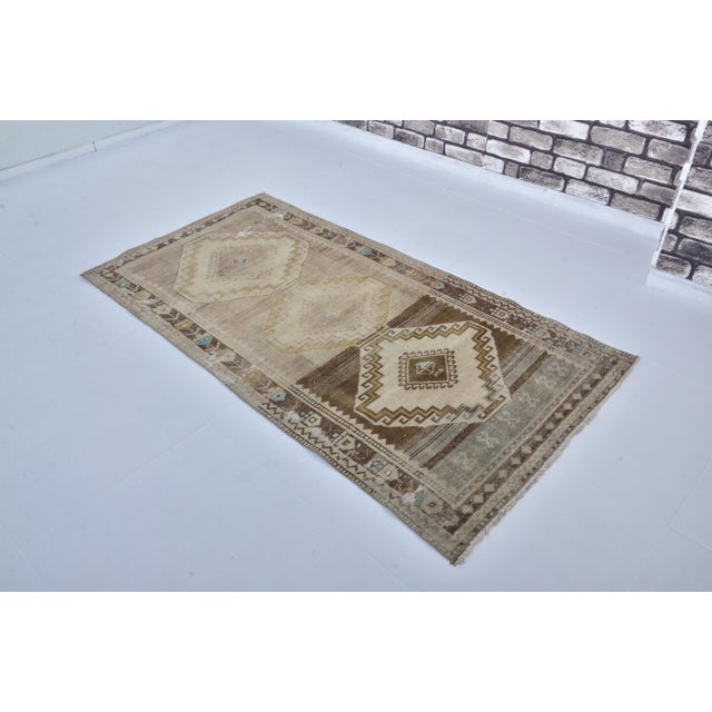 Turkish Light Borwn Vintage Wool rUG For Sale - Image 3 of 10