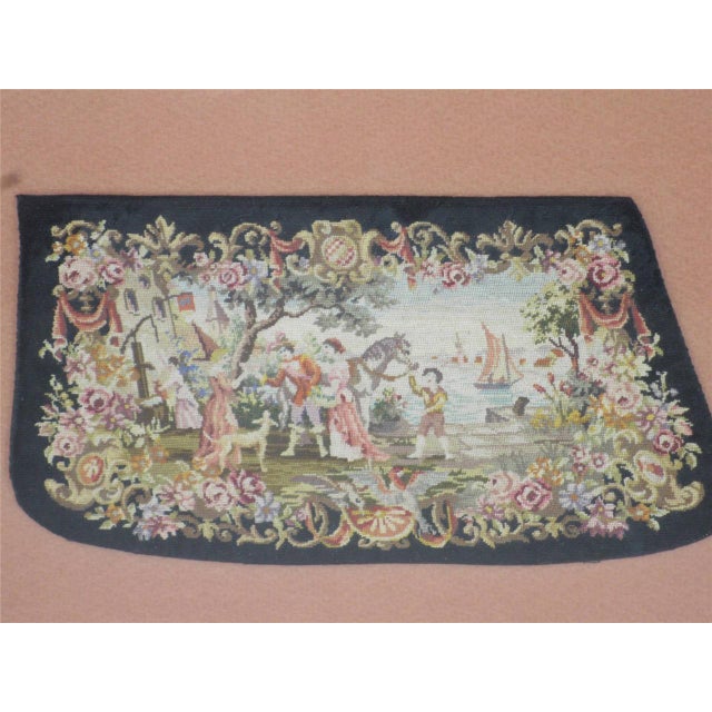 Black Mid 19th Century Needlepoint Tapestry Sleave Cuff Clothing Hand Embroidered Antique Gold Frame For Sale - Image 8 of 12