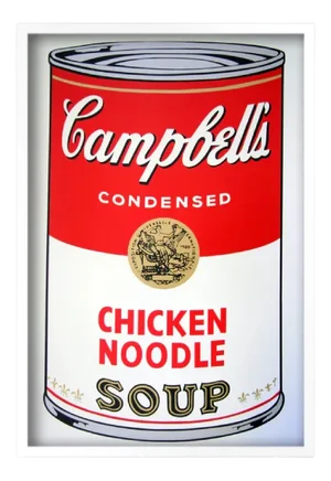 Sunday B. Morning after Andy Warhol, Campbells Chicken Noodle Soup, Silkscreen Print, Framed