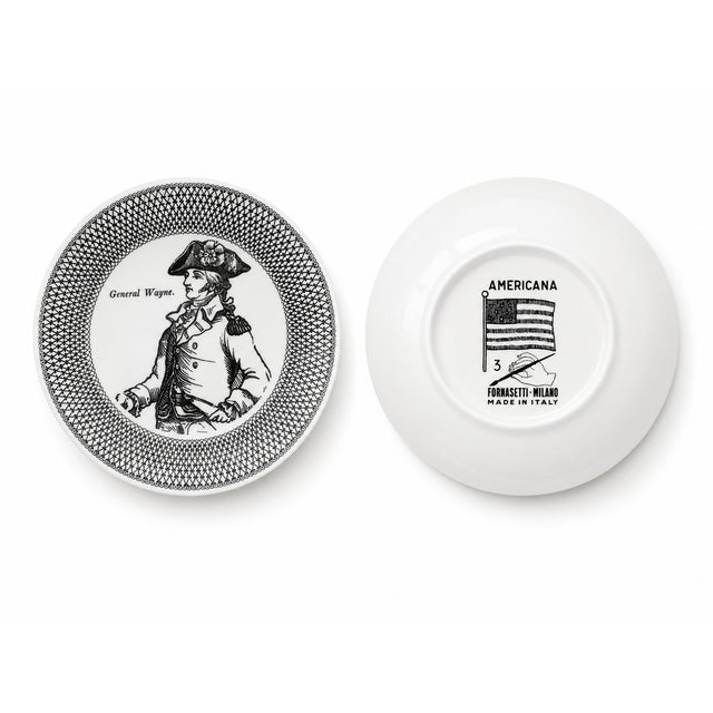 Americana Coasters in Porcelain with American Historical Figures by Piero Fornasetti, 1960s, Set of 7 For Sale - Image 6 of 11