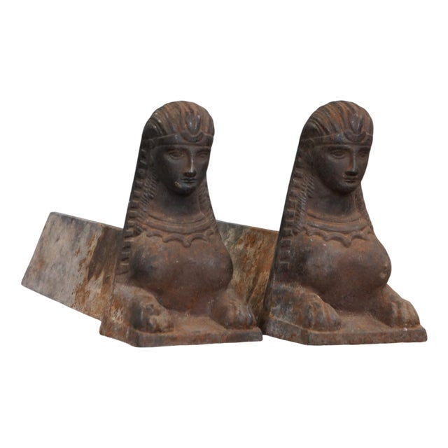 Cast Iron Fireplace Andirons, Set of 2 For Sale