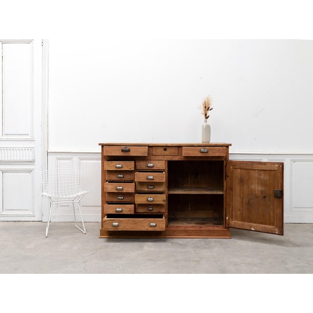 Industrial Antique Fir Wood Workshop Cabinet, 1930s For Sale - Image 3 of 18