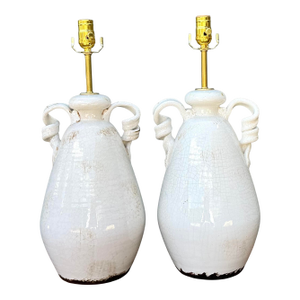Vintage Crackle Glaze Ceramic Lamps - a Pair