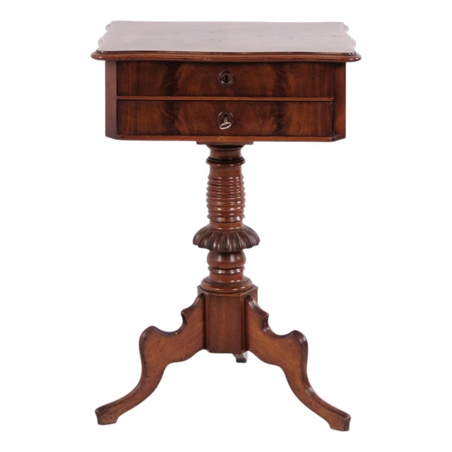 Hand-Polished Mahogany Pedestal Table, 1860s For Sale