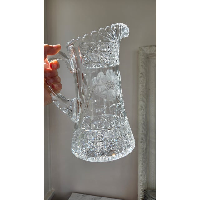 Vintage American Brilliant–Style Cut Lead Crystal Water Pitcher For Sale In New York - Image 6 of 18