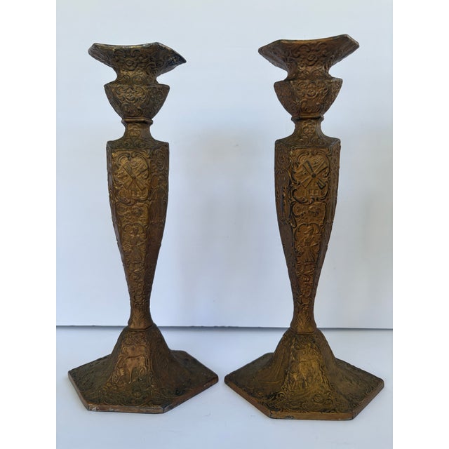 Antique E. & J. Bass Dutch Windmill & Figural Candlesticks, Pair For Sale - Image 9 of 12