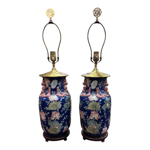 Kaiser Kuhn 1960s Vintage Chinoiserie Lamp Pair For Sale