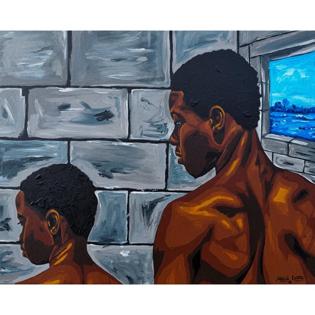The Boy I Left Behind. By Emmanuel Akolo, Acrylic on Canvas, (2026) For Sale