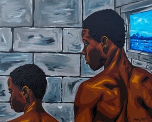 The Boy I Left Behind. By Emmanuel Akolo, Acrylic on Canvas, (2026)