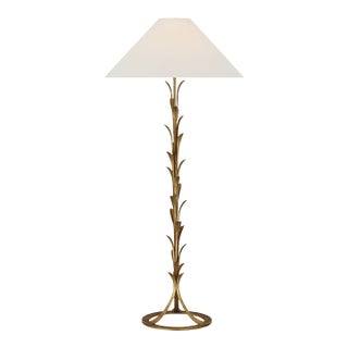 Chapman & Myers by Visual Comfort Signature Provenz 62" Floor Lamp in French Gild with Linen Shade For Sale