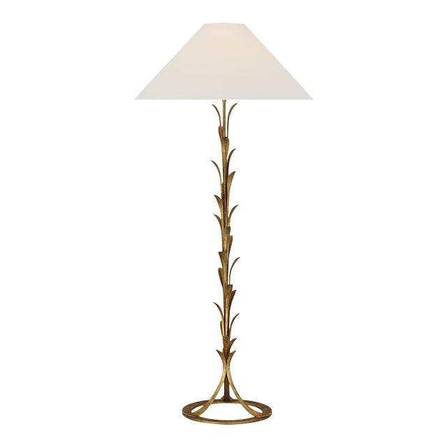 Chapman & Myers by Visual Comfort Signature Provenz 62" Floor Lamp in French Gild with Linen Shade For Sale