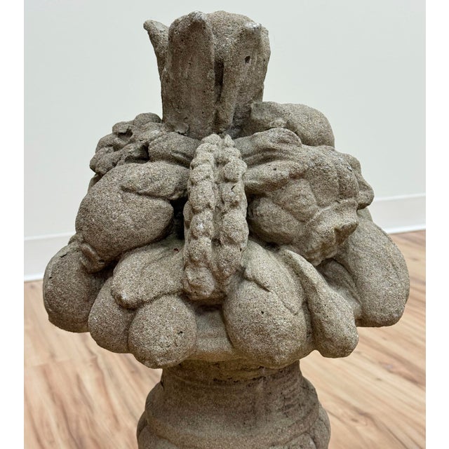 Vintage Concrete Garden Fruit Baskets Statues, a Pair For Sale - Image 9 of 14