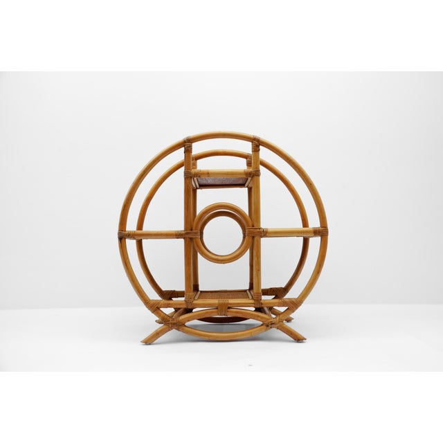 Round Rattan, Bamboo and Wicker Shelf, Italy, 1970s For Sale - Image 12 of 12