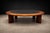 Mid-Century Modern Round Coffee Table in Solid Hardwood & Black Leather, Brazilian Modern, 1970s For Sale - Image 3 of 11