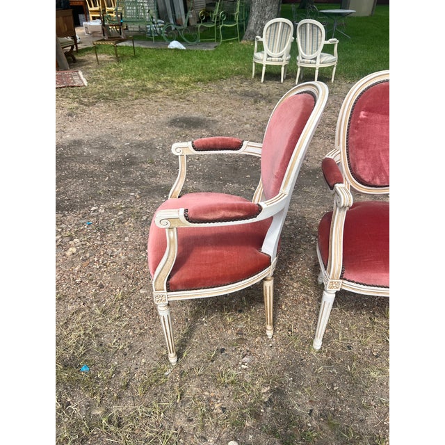 French 19th Century Louis XVI Painted Walnut Arm Chairs - Set of 2 For Sale - Image 12 of 12