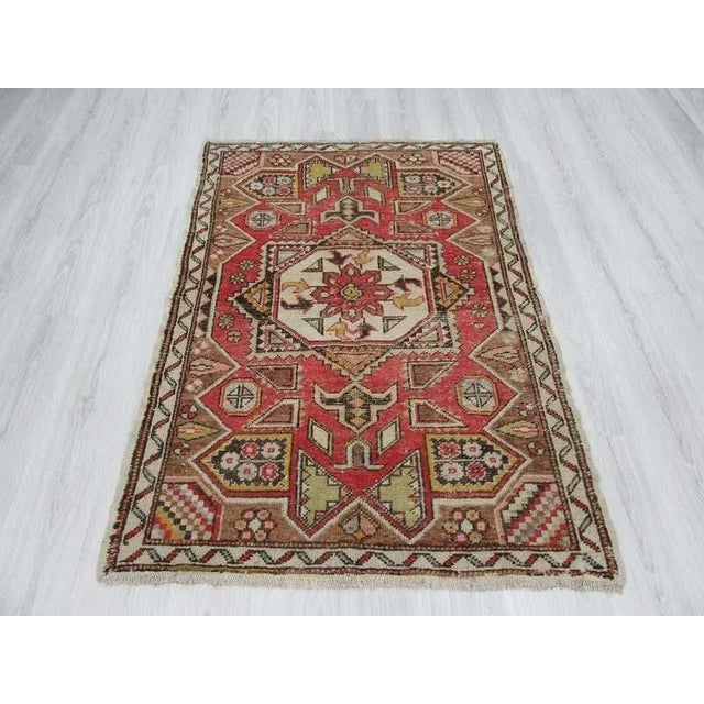 Turkish Vintage Turkish Konya Hand Knotted Rug - 3′10″ × 5′6″ For Sale - Image 3 of 6