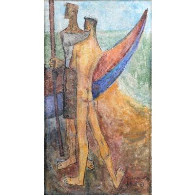 Fresco painting, signed and dated, from 1950. Dimensions: 124 x 69.5 cm.