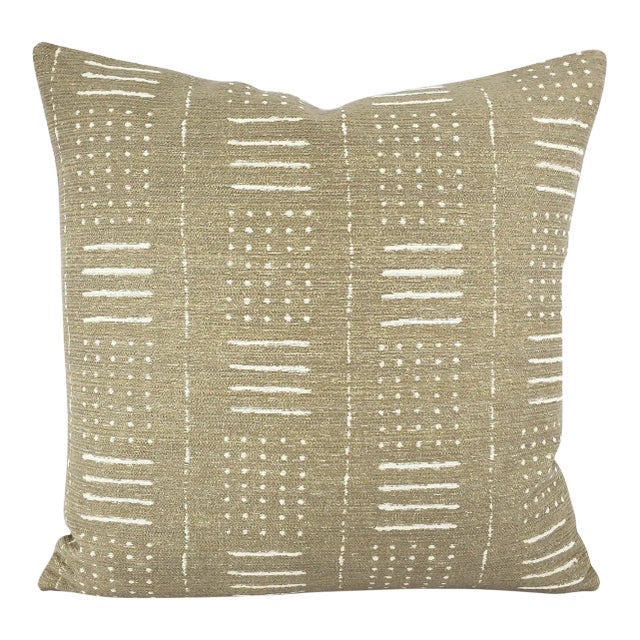 Contemporary Pindler Mudcloth in Natural Pillow Cover For Sale