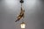 Metal Pendant Light with Hand Carved Mountain Climber Sculpture and Lantern, 1930s For Sale - Image 7 of 18