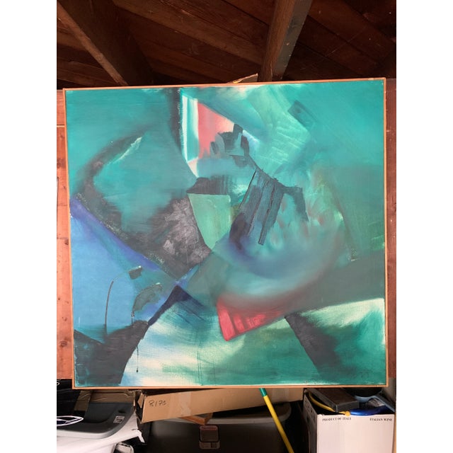 1960s American School Modern Expressionist Oil Painting on Canvas For Sale - Image 10 of 13