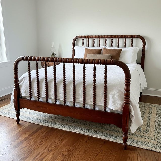 Antique Jenny Lind Spindle Bed-Headboard Footboard-Twin-Farmhouse-Wood-Cottage For Sale - Image 6 of 11