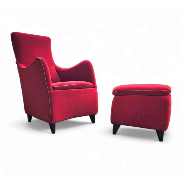 Set of Senta Armchair and Ottoman in Red Velvet by Gerard van den Berg for Wittmann For Sale - Image 17 of 18