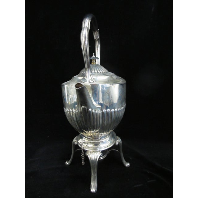 Early 20th Century Engraved Hand & Dagger Crest Sterling Silver Teapot Coffee Hot Water Warmer Pot For Sale - Image 5 of 12