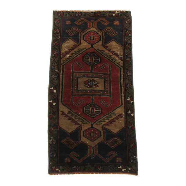 Turkish Vintage Mini Wool Rug For Sale