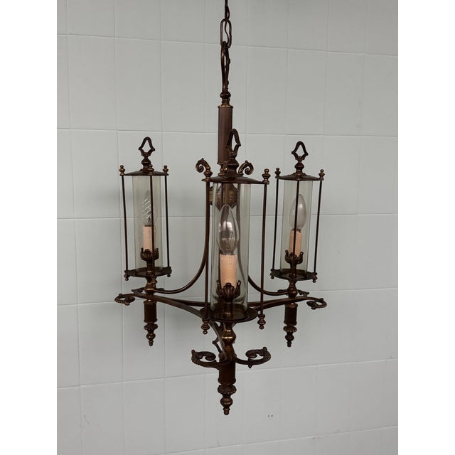 1950s Neoclassical Empire Brass and Glass Chandelier, 1950s For Sale - Image 5 of 18