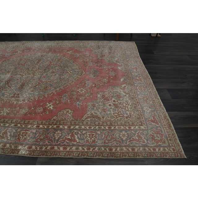 1970s Vintage Persian Handmade Wool Cotton Pink Area Rug For Sale - Image 10 of 11