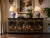 Exceptional 1984 Karges Furniture chinoiserie credenza featuring beautifully executed gilt landscape scenes over a deep...