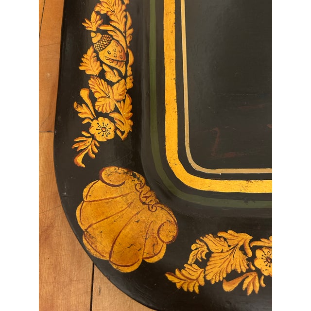 Metal Large Early 19th Century Black Tole Tray For Sale - Image 7 of 8