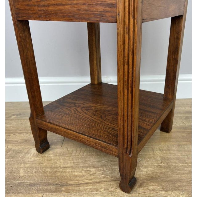 Metal Antique French Oak Bedside Table with Marble Top For Sale - Image 7 of 11