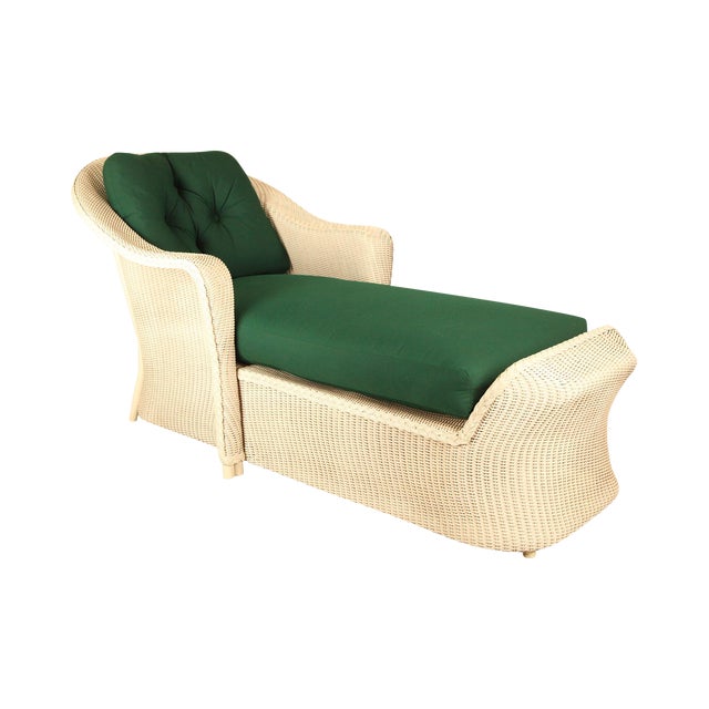 Lloyd Flanders Reflection White Loom Wicker Patio Porch Chaise