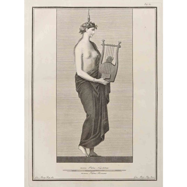 Giovanni Elia Morghen, Ancient Roman Fresco Herculaneum, Etching, 18th Century For Sale