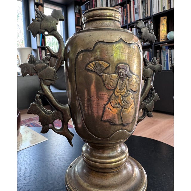 Meiji Shibuichi Vases, Set of 2 For Sale - Image 3 of 18