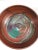 Striking midcentury hand-thrown studio pottery bowl featuring abstract glazed center. Maker's stamp on side. In excellent...